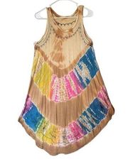 India Boutique Sleeveless Sundress Tie Dyed Boho Beach Cover up one size