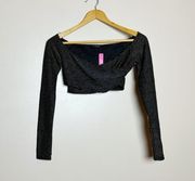 Metallic Boutique Crisscross Front Crop Top Size M NWT