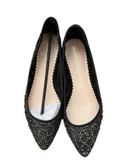 Charter club Romina pointed toe black beaded flats women's size 8M