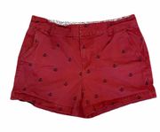 Jones NY Red Embroidered Anchor Shorts Blue 6 Preppy Nautical