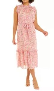 Emma & Michele Pink Floral Ruffle Tank Dress Size XL