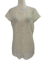 Grace Elements Ivory Lace See through Top Women Size Large | 47-12