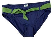 NWT LL Bean Crescent Beach Blue and Green Belted Bikini Bottom Size 16