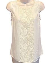 Laundry Shelli Segal Sleeveless Lace Scoop Neck Tank Top Blouse White Small