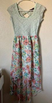 Mint Floral High-Low Dress