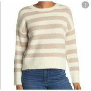 NEW Thread & Supply Striped Sweater Crew Neck Cream Beige Cozy Women's S