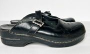 Dansko Black Leather Mary Jane Slide On Mules Clogs Size 38 7 Women’s