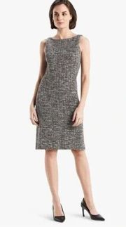 MM Lafleur The Lydia Twist Strap Boucle Gray White Tweed Shealth Dress Size 4