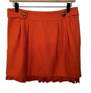 Juicy Couture Mini Skirt Wool With Peekaboo Silk Ruffled Lining Orange Womens 4