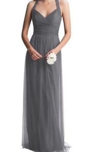 BILL LEVKOFF Pewter Maxi Bridesmaids Dress Size 14