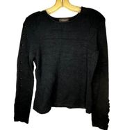 Willi Smith Black Sweater with Buttons Down Sleeves