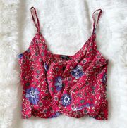 Jjwm Women Red Floral Cropped Tank Top