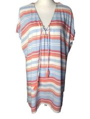 Kona Sol Women’s Striped Short Sleeve Swim Coverup Dress