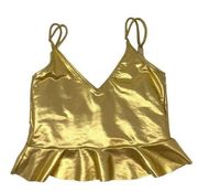 Kortni Jeane Scoop Back Metallic Gold Swimsuit Top Size XS