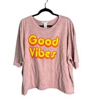 NWOT Acemi Good Vibes Boxy Lightweight Plus Size Tee 3XL Graphic T-Shirt