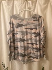 Brand Lightweight Pink and Grey Camouflage Sweater - Women’s M