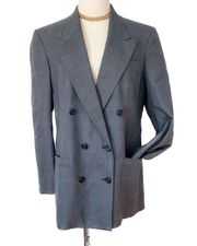 Vintage plaid peak lapel 100% wool blazer jacket size 10/12 large