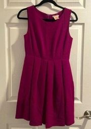 Esley Magenta Purple pleated, fit, and flare Sleeveless Tea Dress