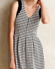 Anthropologie Maeve  Four Four Flared Dress small black white sleeveless GORGEOUS