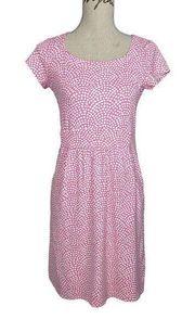 J. McLaughlin Short Sleeve Polka Dot Dress Pink and White XS