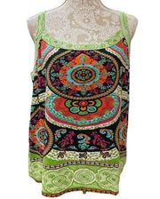 SOFT SURROUNDINGS Floral Mandala Print Sleeveless Tank Top Size XL Cotton Multi