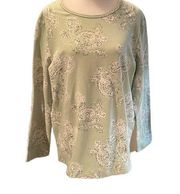Mint Green With Paisley Print Long Sleeve Round Neck Sweatshirt Size M