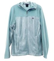 Adidas Light Blue Fuzzy Full Zip Fleece Jacket Sz M