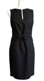 David Meister Dress Black Sleeveless Bow Waist Sheath Cocktail Dress Size 4