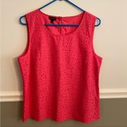 Talbots Dark Pink Eyelet Lace Overlay Sleeveless Tank Top Size 14