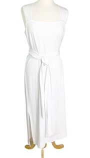 Vince Sleeveless Pima Cotton Midi Faux Wrap 
Dress In Optic White Size L NWT