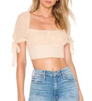 Privacy Please Square Neck Crop Top With Tie Back Ribbon Milkmaid Women's Small