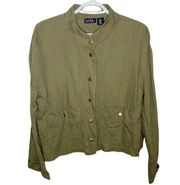 Nicole Miller linen blend army jacket with front pockets size M