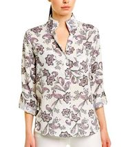 Jones New York linen blouse flower print M