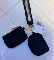 Dual Pouch Wristlet Brand New Black Gold