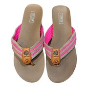 Yellow box sporty b flip flop sandals brown and pink size 10