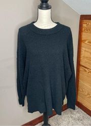Aerie Black Oversized Long Sleeve Waffle Knit Sweater Top Small