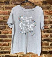 Holiday Time Gray Graphic Favorite Color Christmas Lights T-Shirt Womens Size XL