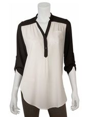 Colorblock Sheer Blouse