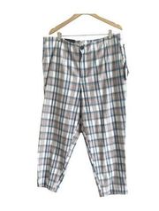 Ava & Viv Women's Cream BluePlaid High Rise Skinny Crop Pants Size 18W New Cream