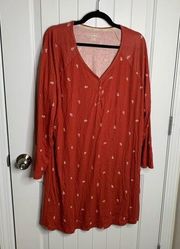 LL bean restorative sleepwear sleep dress size XL coral print loungewear comfy