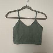 sage green ribbed vneck crop top