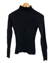 Margaret O'leary cashmere mock neck black ribbed sweater size XS