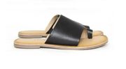 Black Leather Flat Sandals