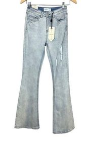 BanJara Flare Jeans Womens 24 Blue High Rise‎ Distressed Light Wash Stretch New