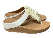 FitFlop Sandals Women's Size 7 Verna Pu Toe-Post Floral White