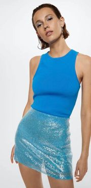 Knitted cropped top -Blue