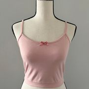 Coquette Pink Tank with Red Gingham Bow