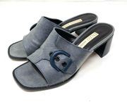 ENZO blue denim fabric slides, 7.5