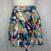 Raga Nocturnal Affair Floral Butterfly Bird Printed Mini Skirt Size US Large