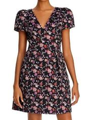 ADRIANNA PAPELL Metallic Jacquard A-line Dress Black/red pink Floral 6